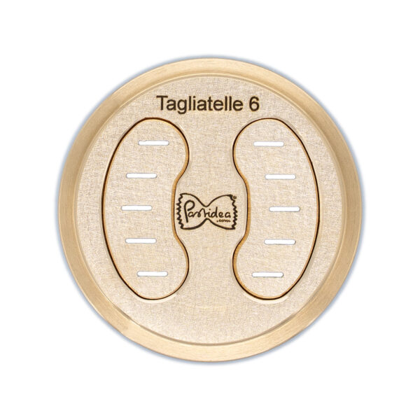 FAT56-017S Die for Tagliatelle 6mm bronze screen is compatible with the Pastidea Pasta Machine, La Fattorina, Fimar MPF1.5, Arcobaleno AEX-10 or GGMGastro NMF5. No adapter is needed.