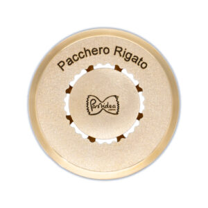 FAT56-020S Die for Pacchero Rigato bronze screen is compatible with the Pastidea Pasta Machine, La Fattorina, Fimar MPF1.5, Arcobaleno AEX-10 or GGMGastro NMF5. No adapter is needed
