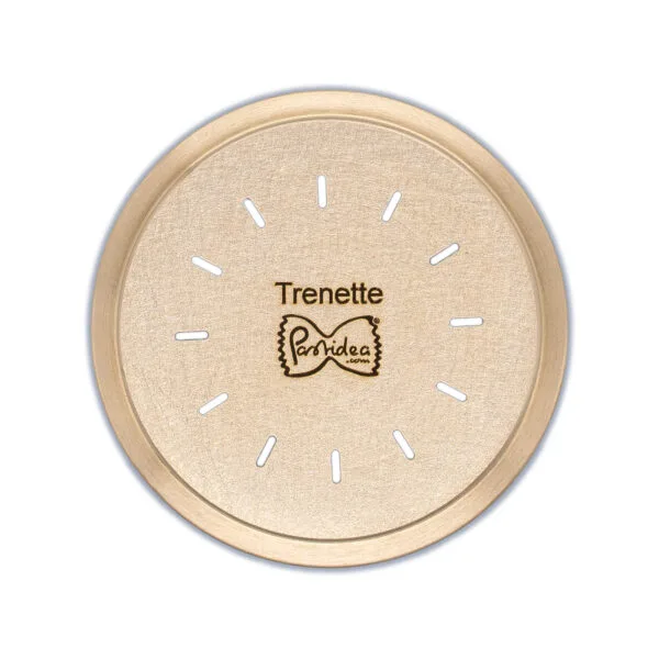 FAT56-400S Die for Trenette 4mm bronze screen is compatible with the Pastidea Pasta Machine, La Fattorina, Fimar MPF1.5, Arcobaleno AEX-10 or GGMGastro NMF5. No adapter is needed