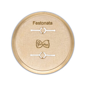 FAT56-320S Die for Festonate bronze screen is compatible with the Pastidea Pasta Machine, La Fattorina, Fimar MPF1.5, Arcobaleno AEX-10 or GGMGastro NMF5. No adapter is needed.