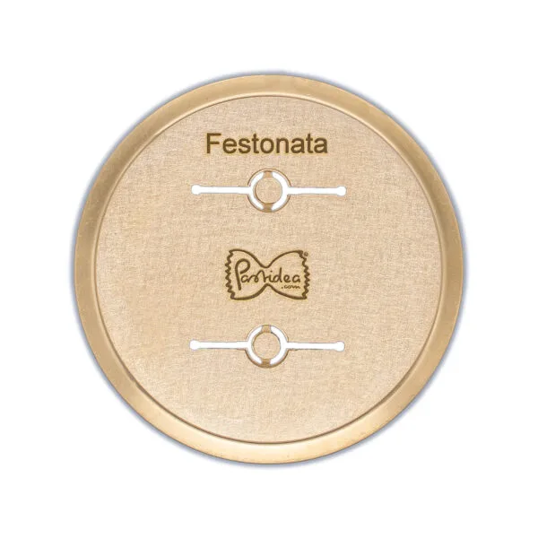 FAT56-320S Die for Festonate bronze screen is compatible with the Pastidea Pasta Machine, La Fattorina, Fimar MPF1.5, Arcobaleno AEX-10 or GGMGastro NMF5. No adapter is needed.